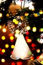 Toy glass angel decoration on the xmas tree Royalty Free Stock Photo