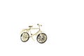 Toy gold bicycle. Isolated on white background Royalty Free Stock Photo