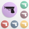 Toy gun with velcro badge color set icon. Simple glyph, flat vector of toys icons for ui and ux, website or mobile application