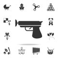 toy gun with Velcro icon. Detailed set of baby toys icons. Premium quality graphic design. One of the collection icons for website