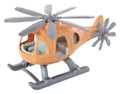 Toy helicopter with a spinning propeller. Helicopter isolated on