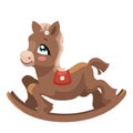 A toy horse for children. A cartoon horse for rocking. Colorful vector illustration for kids. Royalty Free Stock Photo