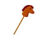 Toy horse. Flat cartoon illustration. Wooden horse head on a stick