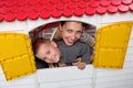 In the toy house Royalty Free Stock Photo