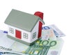 Toy house for euro banknotes Royalty Free Stock Photo