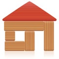 Toy House Simple Wooden Building Blocks