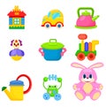 Soft and Plastic toys for Kids Illustrations Set