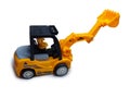 Toy JCB Excavator Machine isolated on white background Royalty Free Stock Photo