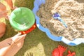 Toy kinatic sand beach plastic bucket play summer Royalty Free Stock Photo