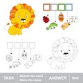 Toy lion. What is the word hidden. Task and answer