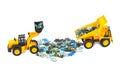 Toy loader and truck with puzzle Royalty Free Stock Photo