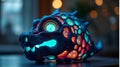 Illuminated Geometric Dragon Head Sculpture generated Royalty Free Stock Photo