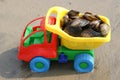 The toy machine transports seafood Royalty Free Stock Photo