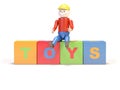 Toy man and cubes Royalty Free Stock Photo