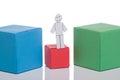 Toy man on red box Royalty Free Stock Photo