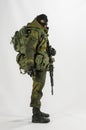 Toy man 1/6 scale soldier action figure army miniature realistic white background Royalty Free Stock Photo