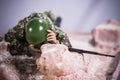 Toy man soldier action figure miniature realistic silk diorama background