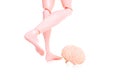 Toy Mannequin Kicking Toy Brain Like a Soccer Ball Royalty Free Stock Photo