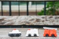 Toy model of police car, ambulance van and electricity and utility service truck for kid Royalty Free Stock Photo