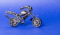 toy model of a sports motorcycle on a blue background Royalty Free Stock Photo