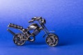 toy model of a sports motorcycle on a blue background Royalty Free Stock Photo