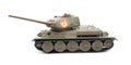 Toy model of a tank from the USSR made of metal on a white background, isolated object Royalty Free Stock Photo