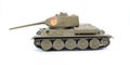Toy model of a tank from the USSR made of metal on a white background, isolated object Royalty Free Stock Photo