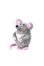 Toy mouse made of felted wool isolate on a white back. Gray toy mouse Royalty Free Stock Photo