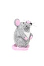 Toy mouse made of felted wool isolate on a white back. Gray toy mouse Royalty Free Stock Photo