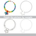 Toy necklace. Drawing worksheet.