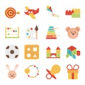 Toy object for small children to play, flat style cartoon icons set Royalty Free Stock Photo