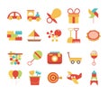 Toy object for small children to play, flat style cartoon icons set Royalty Free Stock Photo