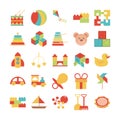 Toy object for small children to play, flat style cartoon icons set Royalty Free Stock Photo