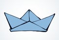 Toy paper boat. Vector drawing