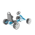 A blue toy pedal cart on a white background, 3d rendering Royalty Free Stock Photo