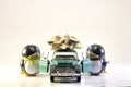 Toy Penguins with New Truck Gift Royalty Free Stock Photo