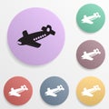 Toy plane badge color set icon. Simple glyph, flat vector of toys icons for ui and ux, website or mobile application Royalty Free Stock Photo