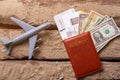 Toy plane and passport. Royalty Free Stock Photo