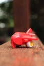 Toy plane with a red propeller. Royalty Free Stock Photo