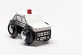 Toy police car made of wood with siren Royalty Free Stock Photo