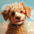 Toy poodle cute animal, dog portrait, nature background - Generative AI