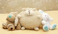 Toy puppy, leveret and doll Royalty Free Stock Photo