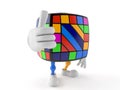 Toy puzzle character with thumbs up