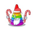 Toy pyramid Cartoon character wearing Santa costume bringing a candy