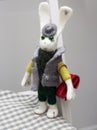 Toy rabbit in winter outfit Royalty Free Stock Photo