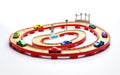 Toy Race Track: Cars Speeding Around Curves -Generative Ai Royalty Free Stock Photo