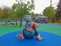 A toy rat in a park in Saint Petersburg, Russia