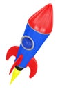 Toy red and blue space rocket