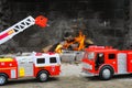 Toy firetrucks help out at a real fire Royalty Free Stock Photo