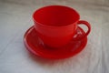 Toy red plastic mug Royalty Free Stock Photo